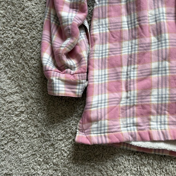 LL Bean Shirt Jacket Womens XL Pink Plaid Sherpa Lined Soft Outdoors - Picture 5 of 10